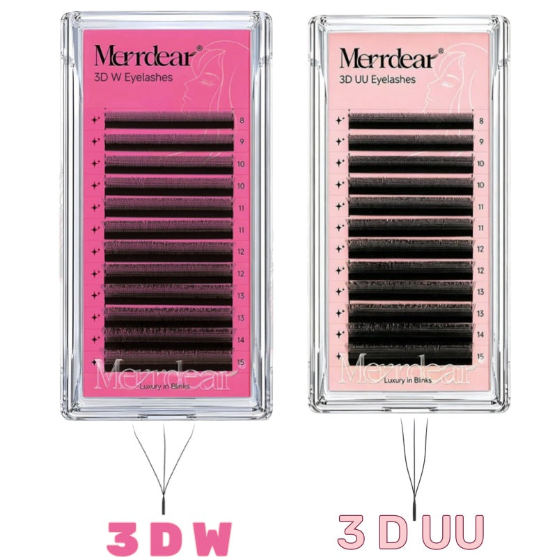 Merrdear 3DW 3DU 0.07mm C/D curl 12rows Matte black Lash Extensions