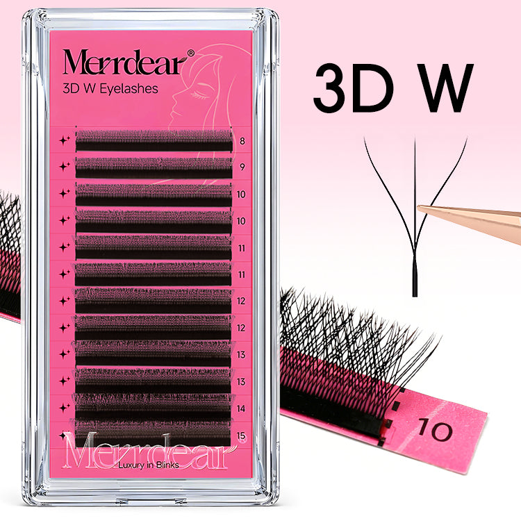 Merrdear 3/4/5/6D W Shape Eyelash Extension  C/D curl 0.07mm