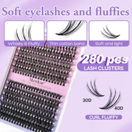 30D+40D Individual Lash Cluster DIY Lash Extension Kit 9-16mix 280pcs