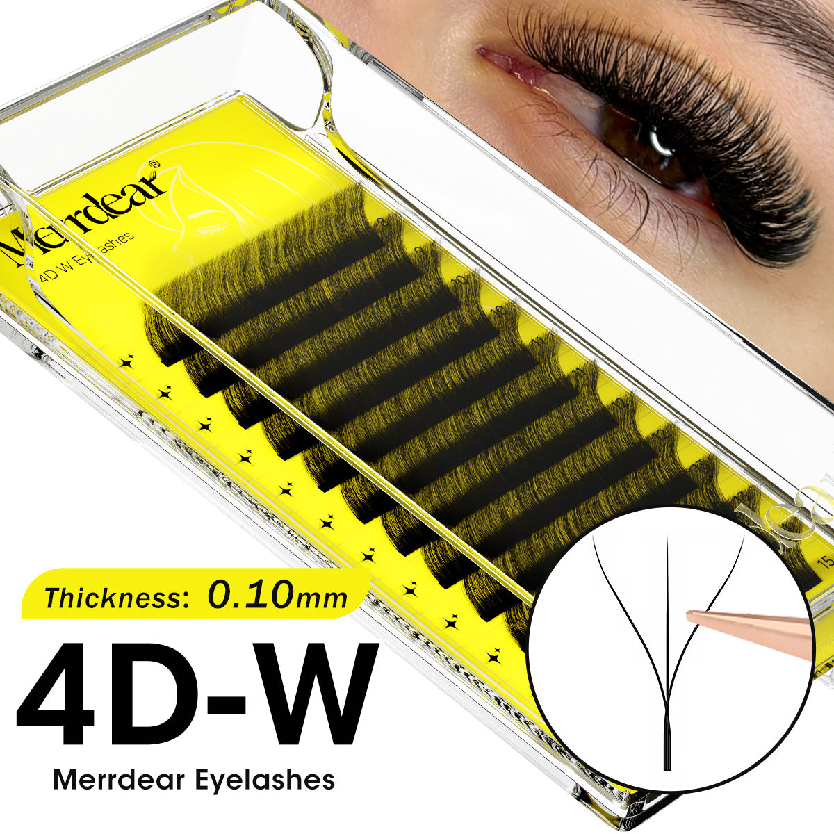 Merrdear 0.10mm 4D W Shape Eyelash Extensions C/D Curl