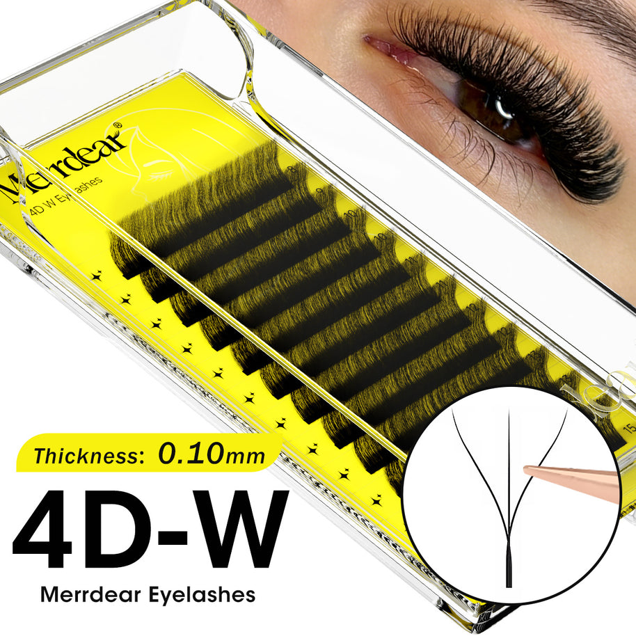 Merrdear 0.10mm 4D W Shape Eyelash Extensions C/D Curl