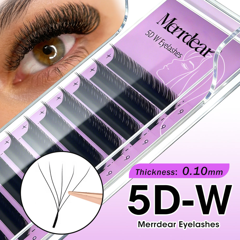 Merrdear 0.10mm 5D W Shape Eyelash Extensions C/D Curl