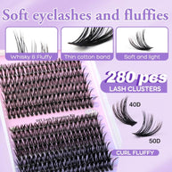 40+50D Individual Lash Cluster DIY Lash Extension Kit 9-16mix 280pcs