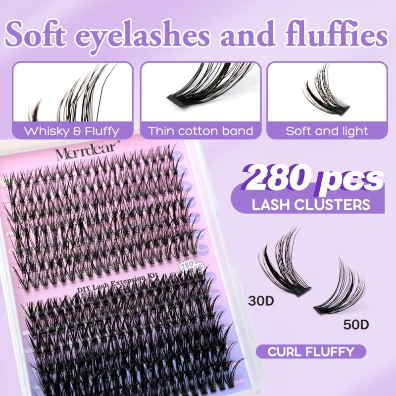 30+50D Individual Lash Cluster DIY Lash Extension Kit 9-16mix 280pcs