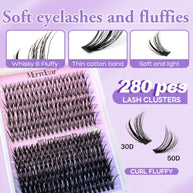 30+50D Individual Lash Cluster DIY Lash Extension Kit 9-16mix 280pcs