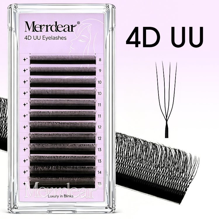 Extensiones de pestañas de visón sintético con volumen Merrdear 4D UU Shape