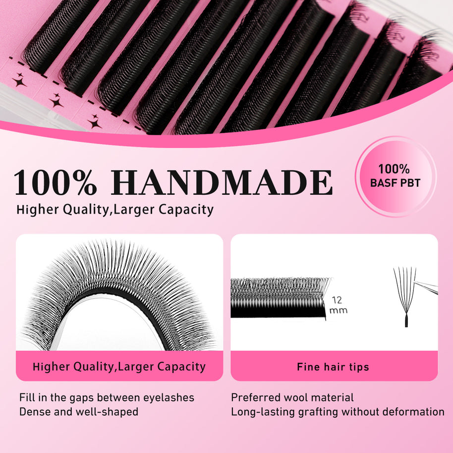 Extensões de pestanas postiças Merrdear 6D em formato UU com efeito vison sintético.