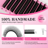 Extensões de pestanas postiças Merrdear 6D em formato UU com efeito vison sintético.