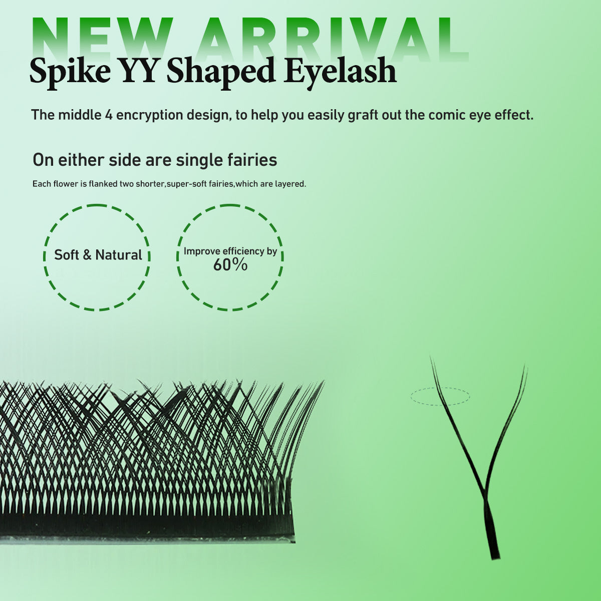 Extensões de pestanas Premium em formato YY, tecidas à mão, cor Mink suave.