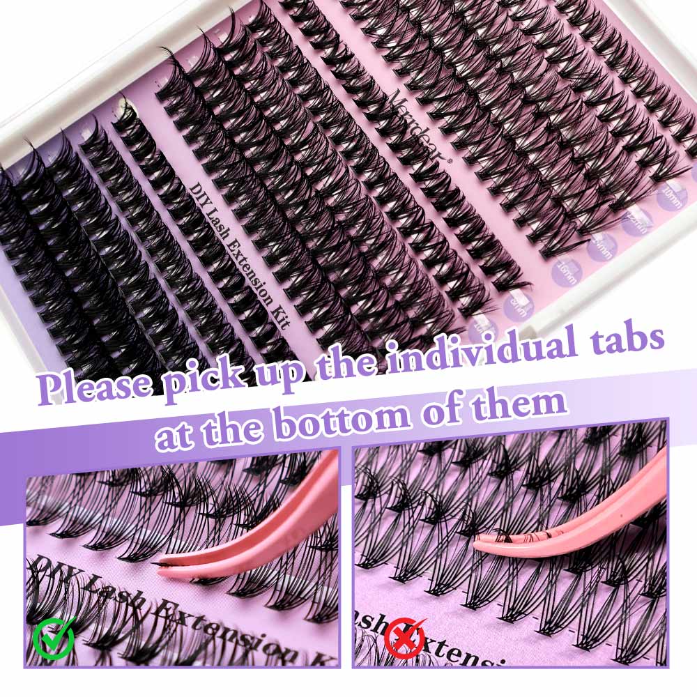 30D+40D+50D Individual Lash Cluster DIY Lash Extension Kit 9-16mix 300pcs