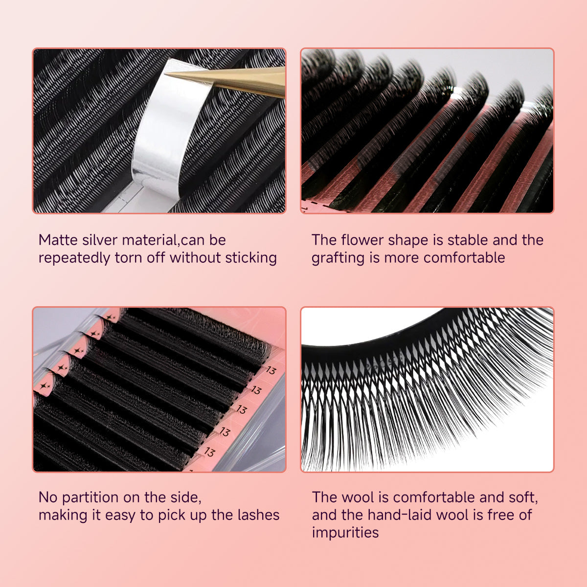 Pestanas postiças Merrdear 3D em formato UU, com um volume mega e textura de vison sintético, em comprimentos variados.