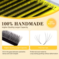 Leques de pestanas pré-fabricados em formato W 4D com volume | Pestanas macias pretos foscos