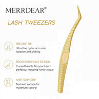 Merrdear Tweezers for Eyelash Extension-Professional Lashing Tweezers