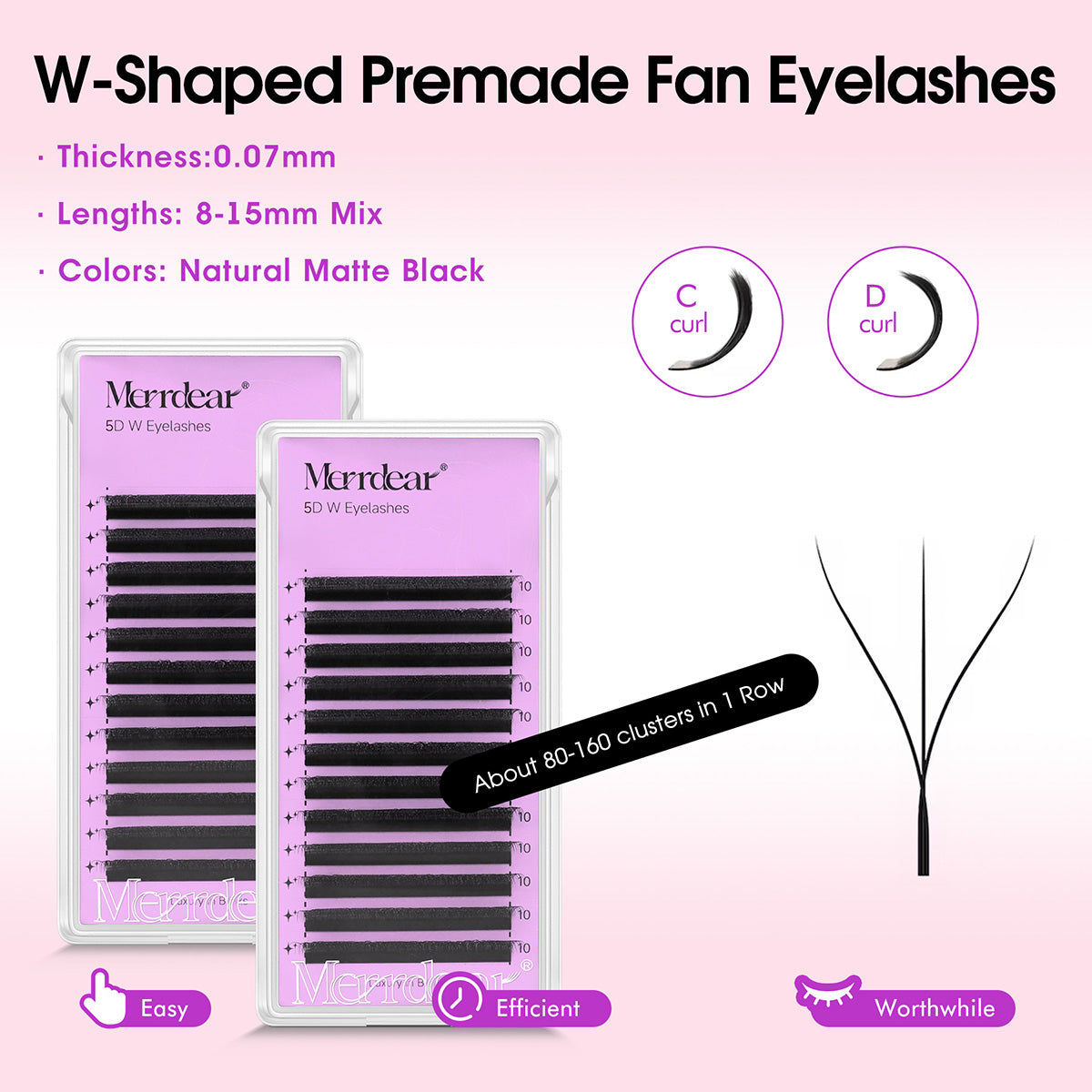 Abanicos de volumen 5D en forma de W con autofloración | Suministro de pestañas de visón sintético