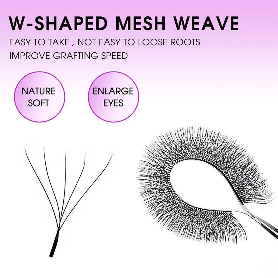 Abanicos de volumen 5D en forma de W con autofloración | Suministro de pestañas de visón sintético