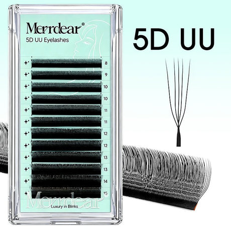 Merrdear 5D U Shape Easy Fan Lash Extensions – Matte Black