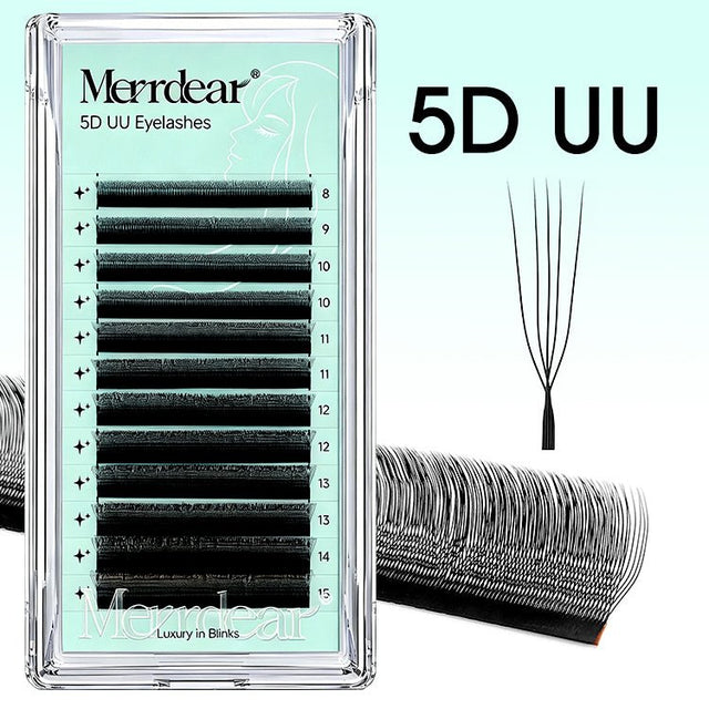 Merrdear 5D U Shape Easy Fan Lash Extensions – Matte Black