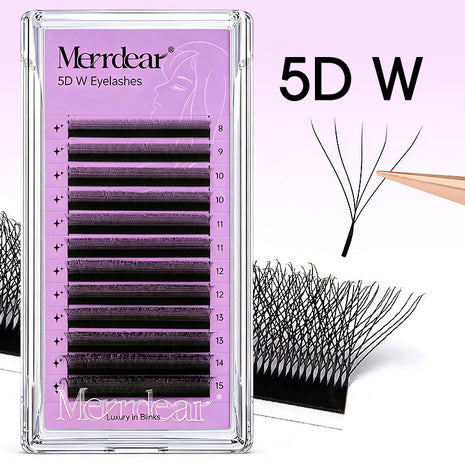 Merrdear 5D W Shape Pestanas Pré-fabricadas em Bandeja