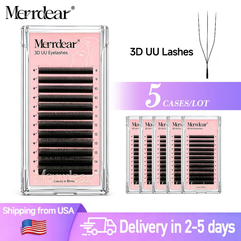 Merrdear 3D UU Lash Extensions 5-Tray Pack – US Stock