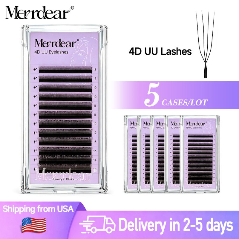 Merrdear 4D UU Lash Extensions 5-Tray Pack – US Stock
