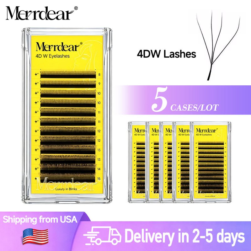 Merrdear 4DW 8-15mix Eyelash Extensions 5 Cases Soft Volume Lash Extensions USA