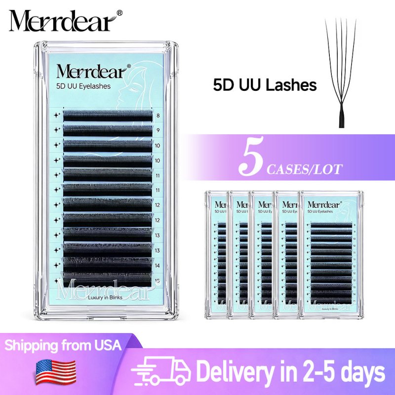 Merrdear 5D UU Lash Extensions 5-Tray Pack – US Stock