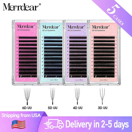 Merrdear 3D–6D U Shape Easy Fan Lash Extensions – MIX USA stock