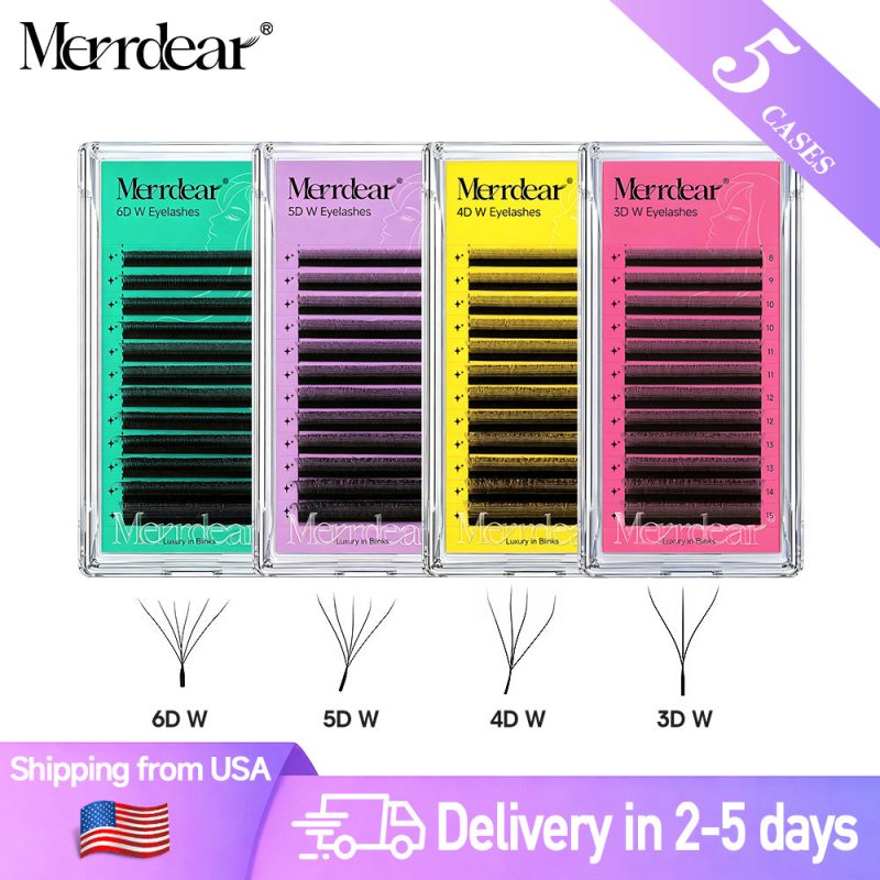 Merrdear 3D–6D W Shape Premade Volume Fans – MIX Length USA stock