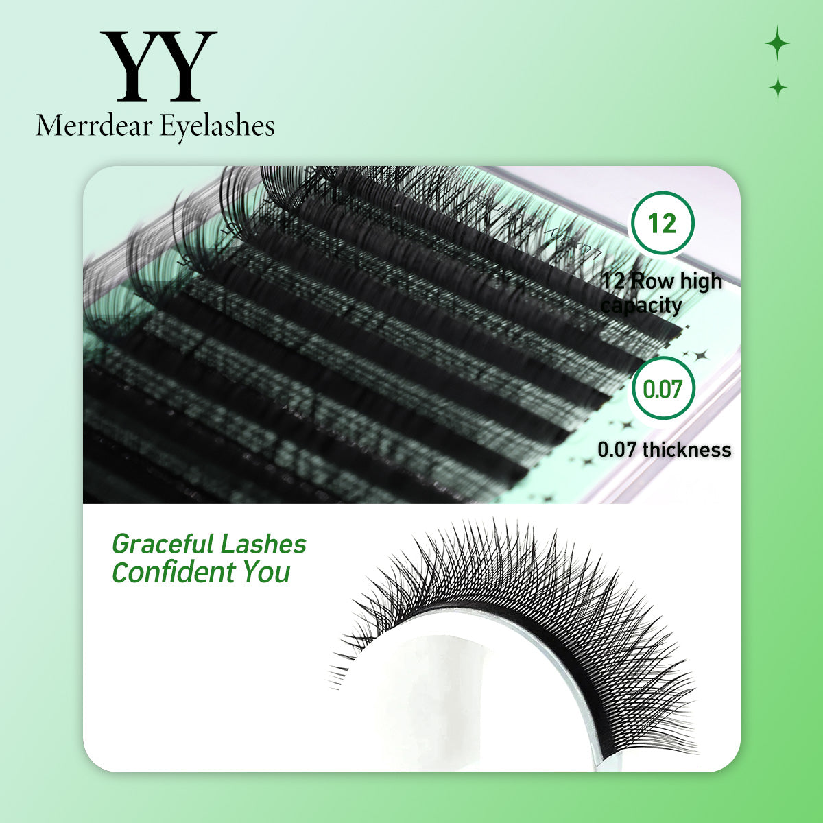 Extensões de pestanas Premium em formato YY, tecidas à mão, cor Mink suave.