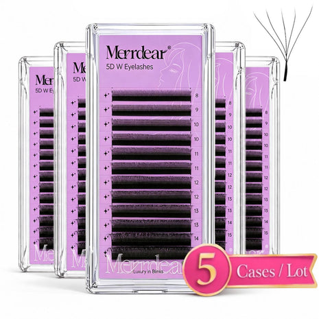Merrdear 5 Cases/Lot 5D W Shape Eyelash Extensions 0.07mm Premade Volume Fan Lashes