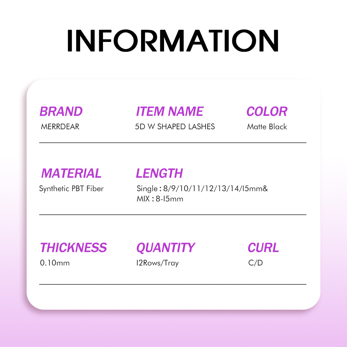 Merrdear 0.10mm 5D W Shape Eyelash Extensions C/D Curl