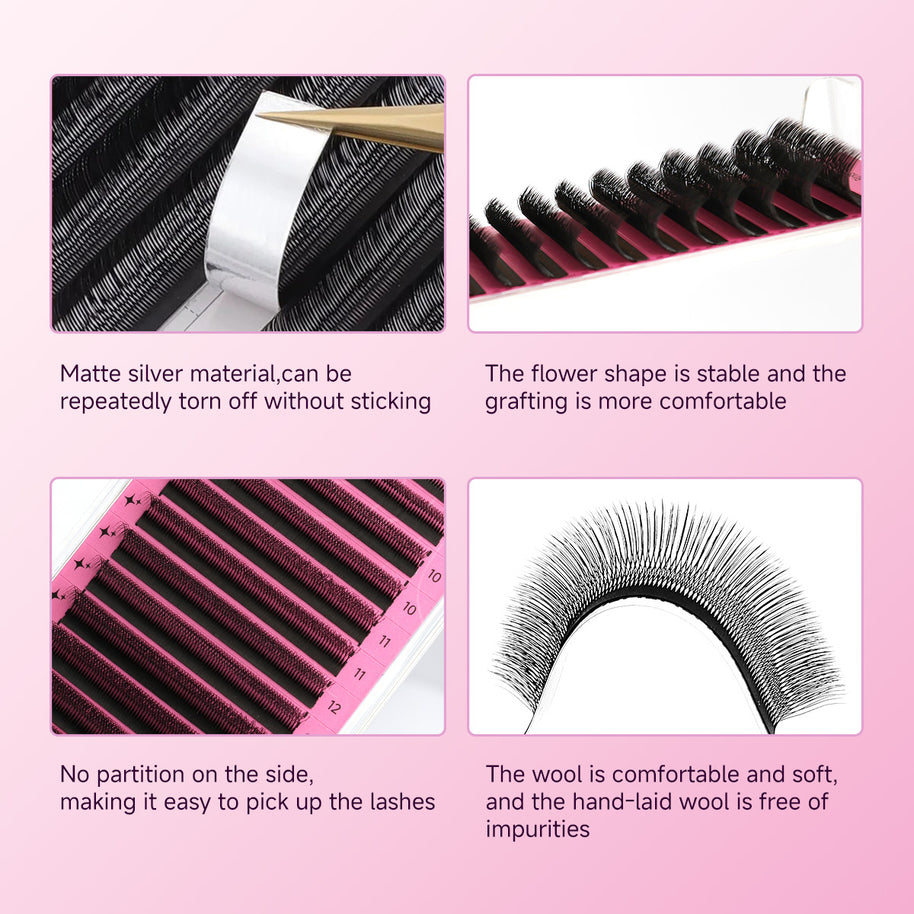 Extensões de pestanas postiças Merrdear 6D em formato UU com efeito vison sintético.