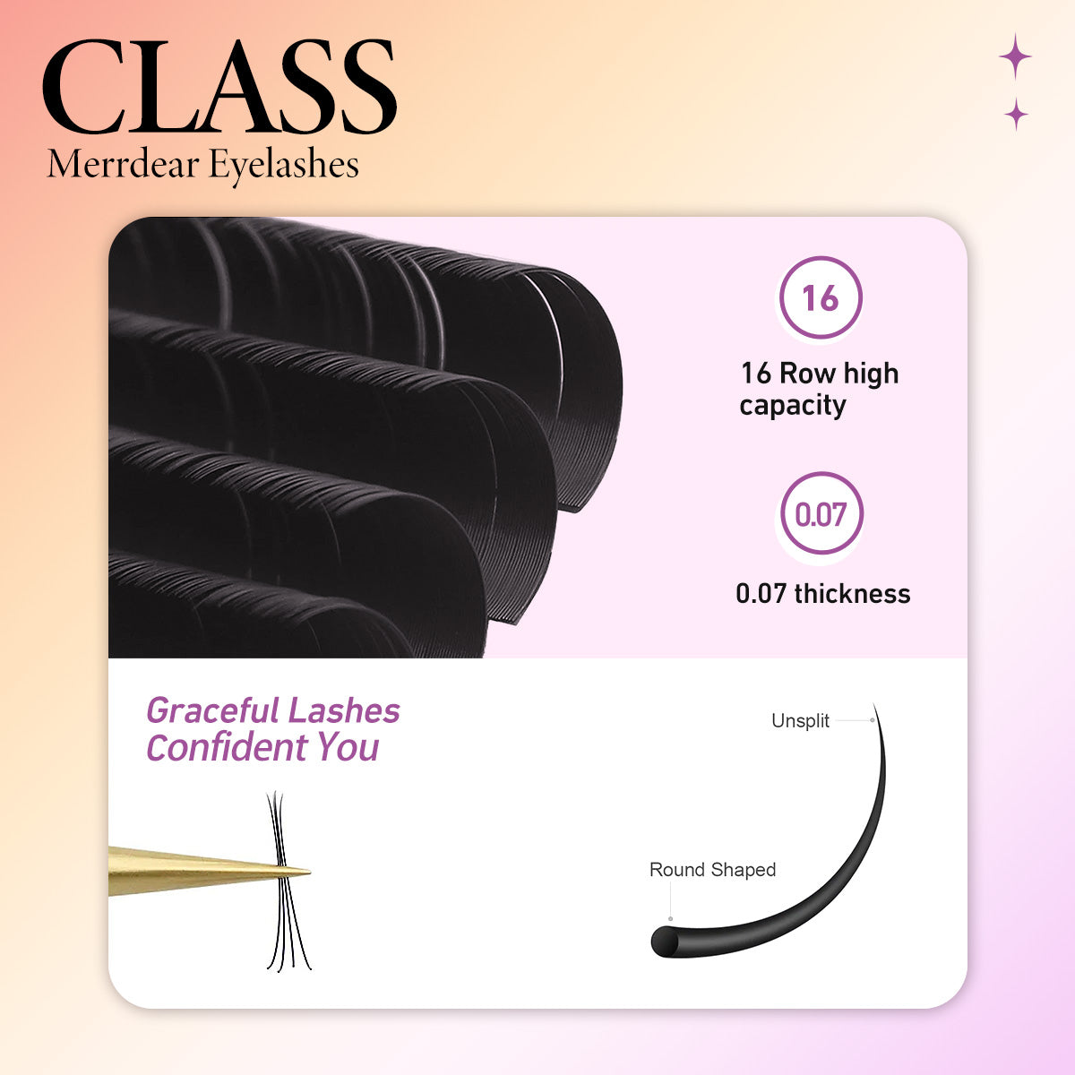 Merrdear Air Series Classic Eyelash Extension 16rows 0.07mm/0.10mm