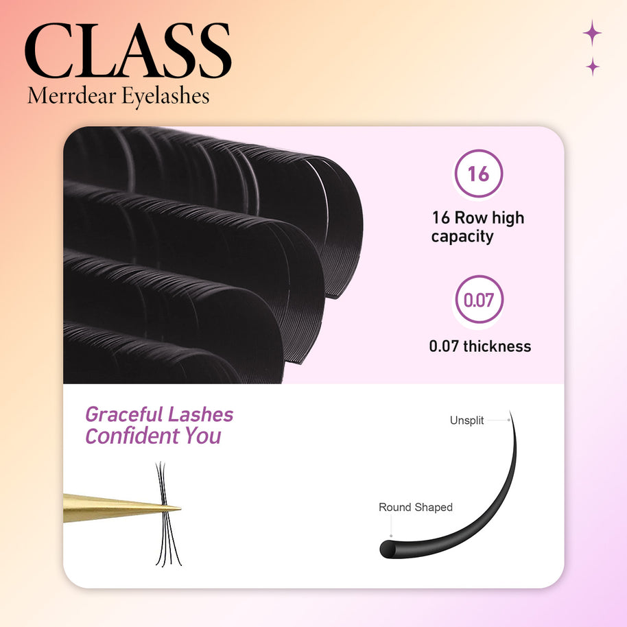 Merrdear Air Series Classic Eyelash Extension 16rows 0.07mm/0.10mm
