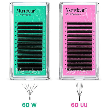 Merrdear 6DW U6D Lash Extensions 0.07mm C/D curl 12rows Matte black Lash Extension
