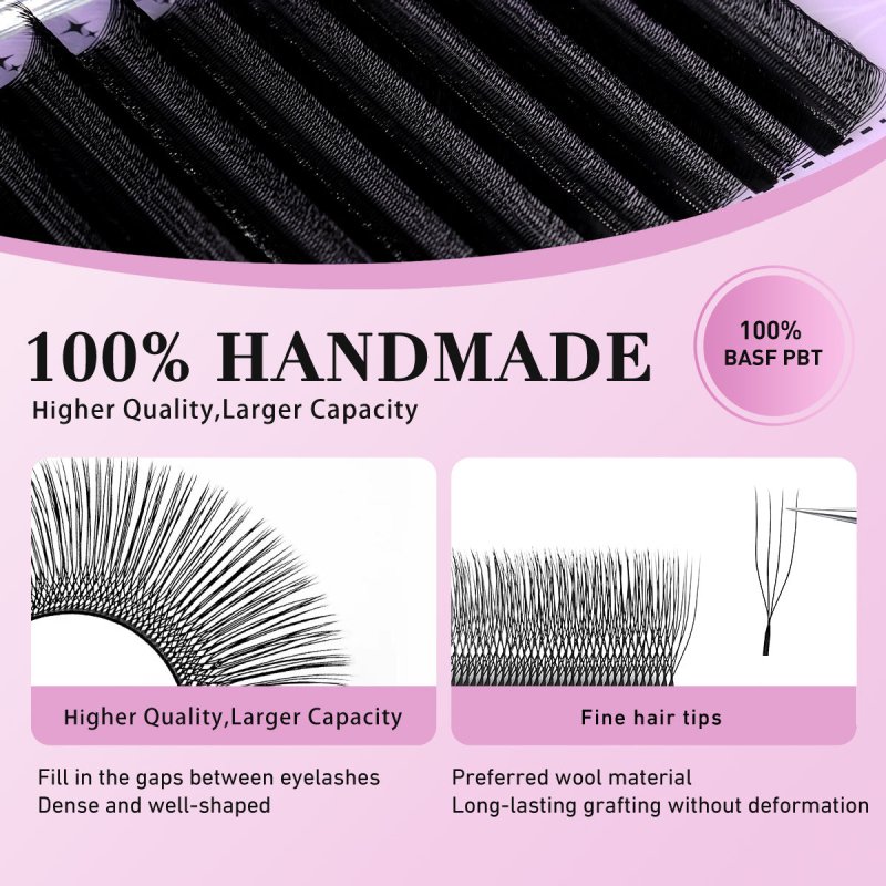 Merrdear 4DW U4D Lash Extensions 0.07mm C/D curl 12rows Matte black Lash Extensions