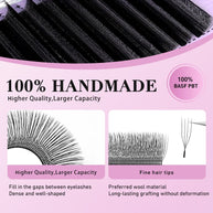 Merrdear 4DW U4D Lash Extensions 0.07mm C/D curl 12rows Matte black Lash Extensions