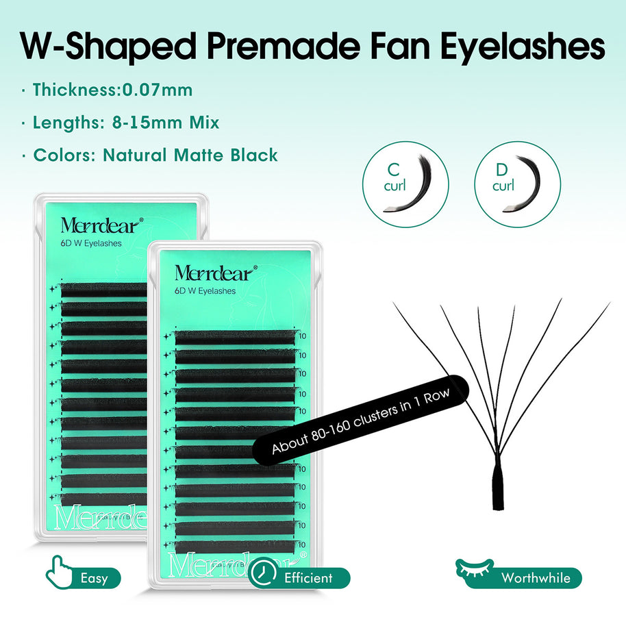 Abanicos de volumen prefabricados en forma de W 6D | Proveedor profesional de pestañas