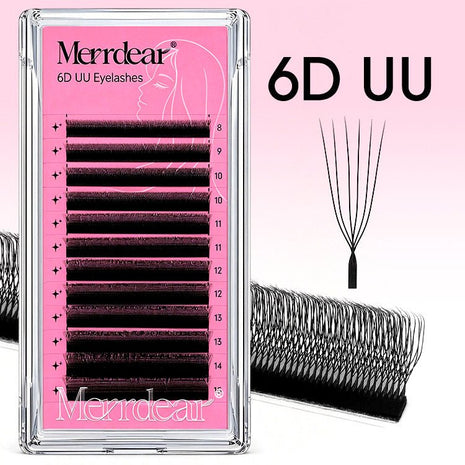 Merrdear 6D U Shape Lash Extensions C/D 0.07mm Matte Black