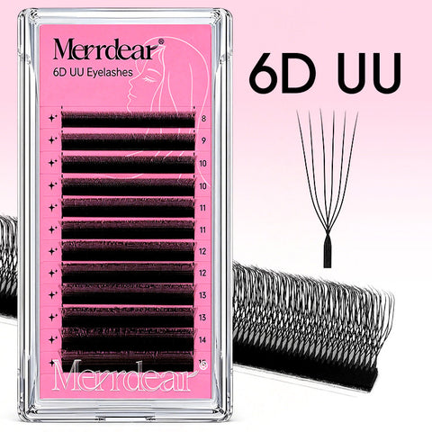 Merrdear 6D U Shape Lash Extensions C/D 0.07mm Matte Black