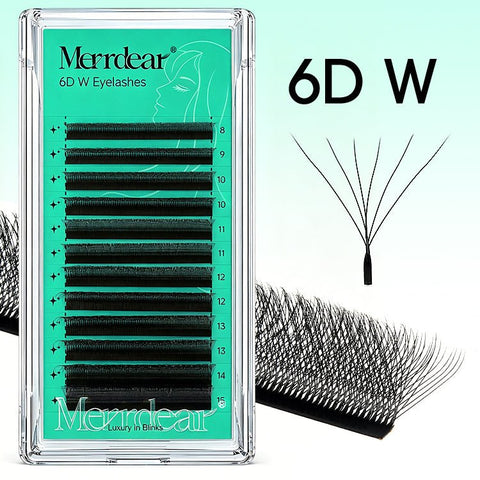 Merrdear 6D W Lash Extensions – Premade Volume Fans Matte Black