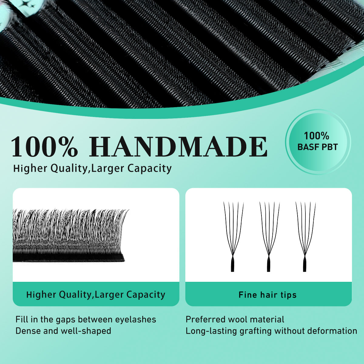 Pestanas postiças Merrdear 5D em formato UU, com um volume mega e acabamento em vison sintético, em comprimentos variados.