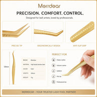 Merrdear Tweezers for Eyelash Extension-Professional Lashing Tweezers