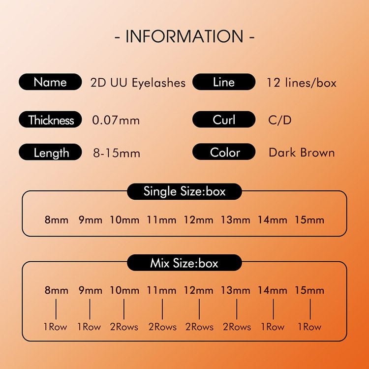 U-shaped YY Brown Eyelashes 12Rows-0.07mm-C/D Merrdear