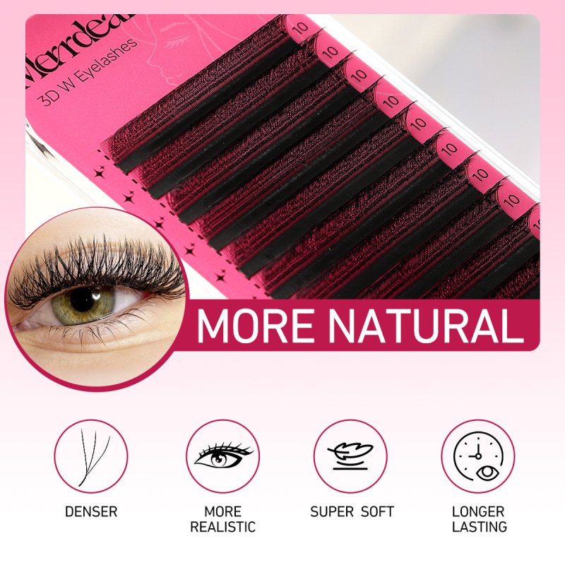Merrdear 3D/4D/5D/6D W Shape Eyelash Extensions 0.07mm C/D Curl 8-15mm Mixed