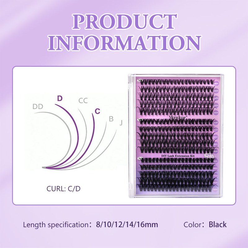 30D+40D+50D Individual Lash Cluster DIY Lash Extension Kit 9-16mix 300pcs