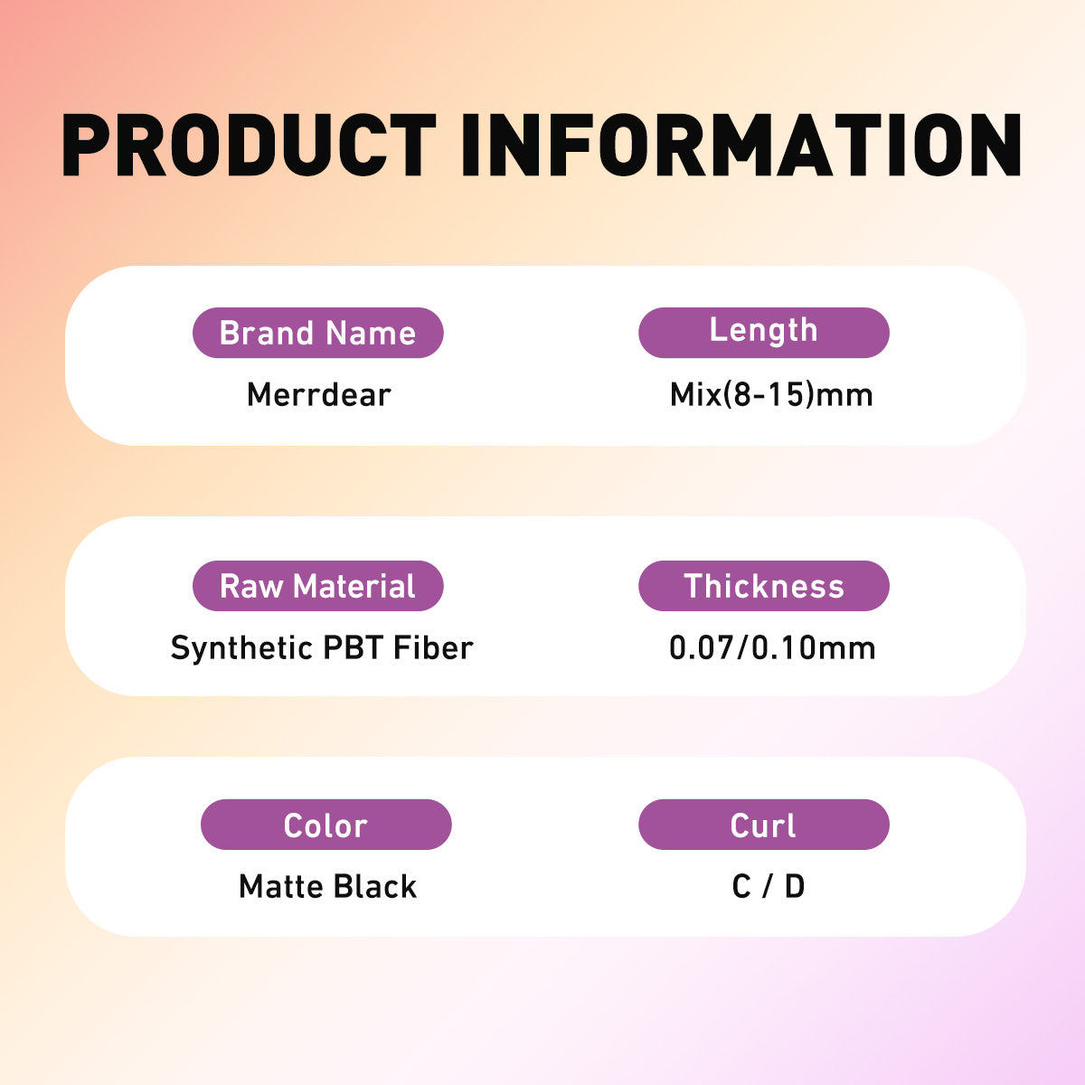 Merrdear Air Series Classic Eyelash Extension 16rows 0.07mm/0.10mm