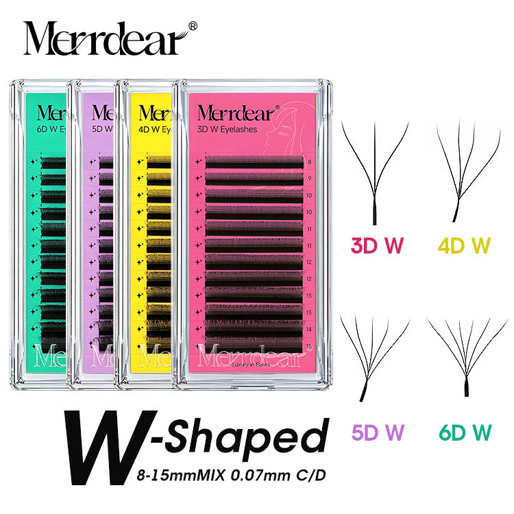 Merrdear 3/4/5/6D W Mix Shape C/D 0.07mm Eyelash Extension