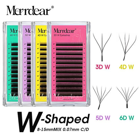 Merrdear 3/4/5/6D W Mix Shape C/D 0.07mm Eyelash Extension