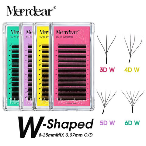 Merrdear 3/4/5/6D W Mix Shape C/D 0.07mm Eyelash Extension
